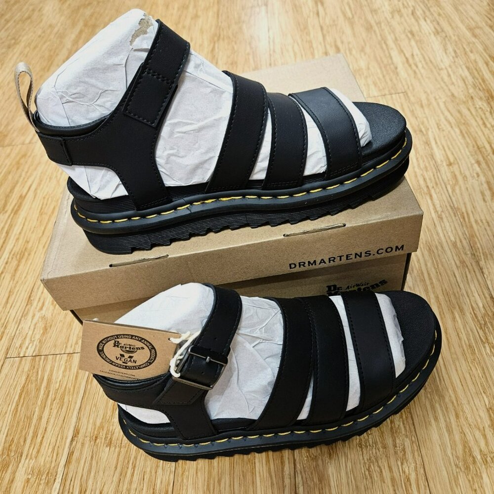 Dr. Martens Air Wair Womens Sandals Sz 9 Blaire Black Life is‎ Strange Goth Punk